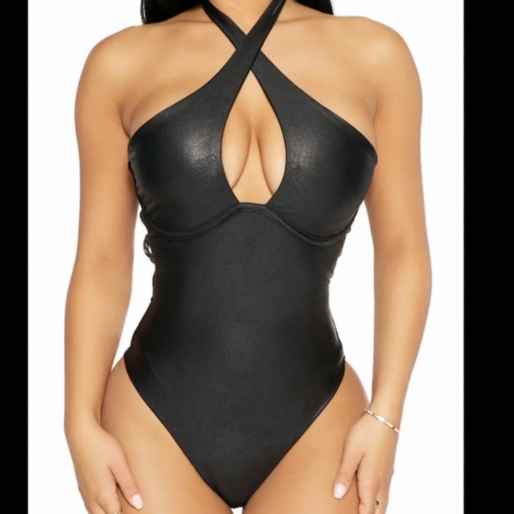 NAKED WARDROBE LEATHER BODYSUIT